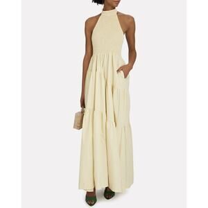 S/W/F Shirred Halterneck Maxi Dress in Color Fawn